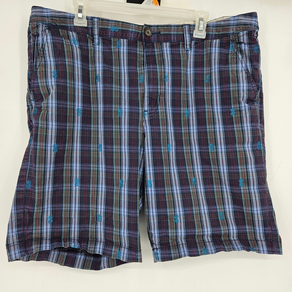 Tommy Bahama Shorts Mens 38‎ Plaid Casual Blue Preppy Flat Front
